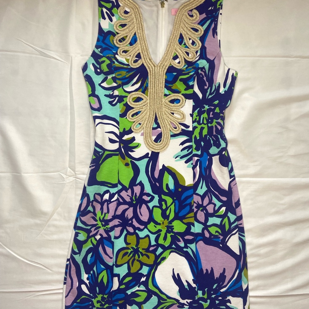 Lilly Pulitzer Blue Green Floral Dress Spring Easter